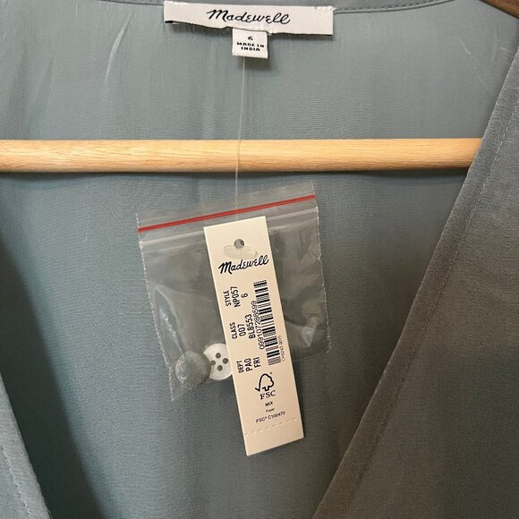 Madewell Bell Sleeve Wrap Top, in Faded River - Picture 2 of 4